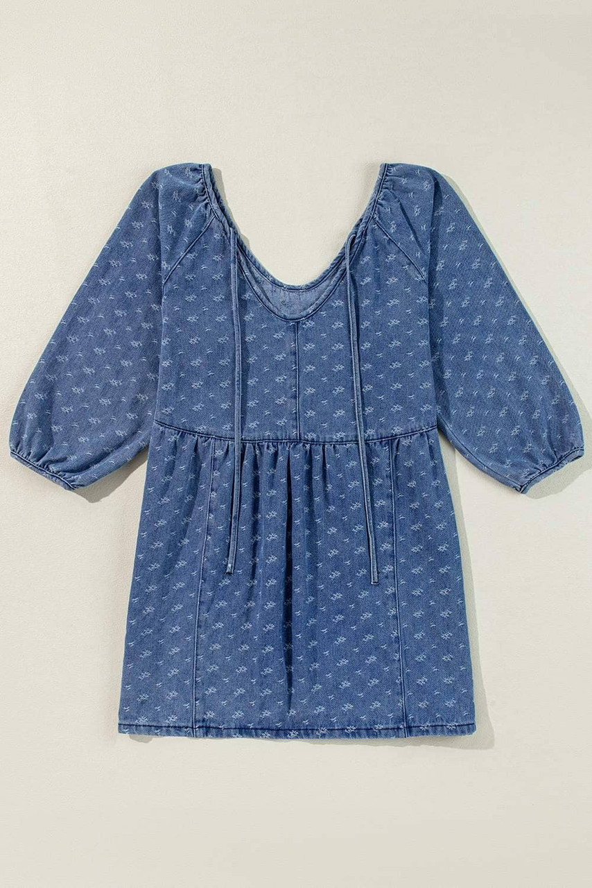 Ashleigh Blue Textured Open Back Loose Fit Denim Dress Ashleigh Blue Textured Open Back Loose Fit Denim Dress