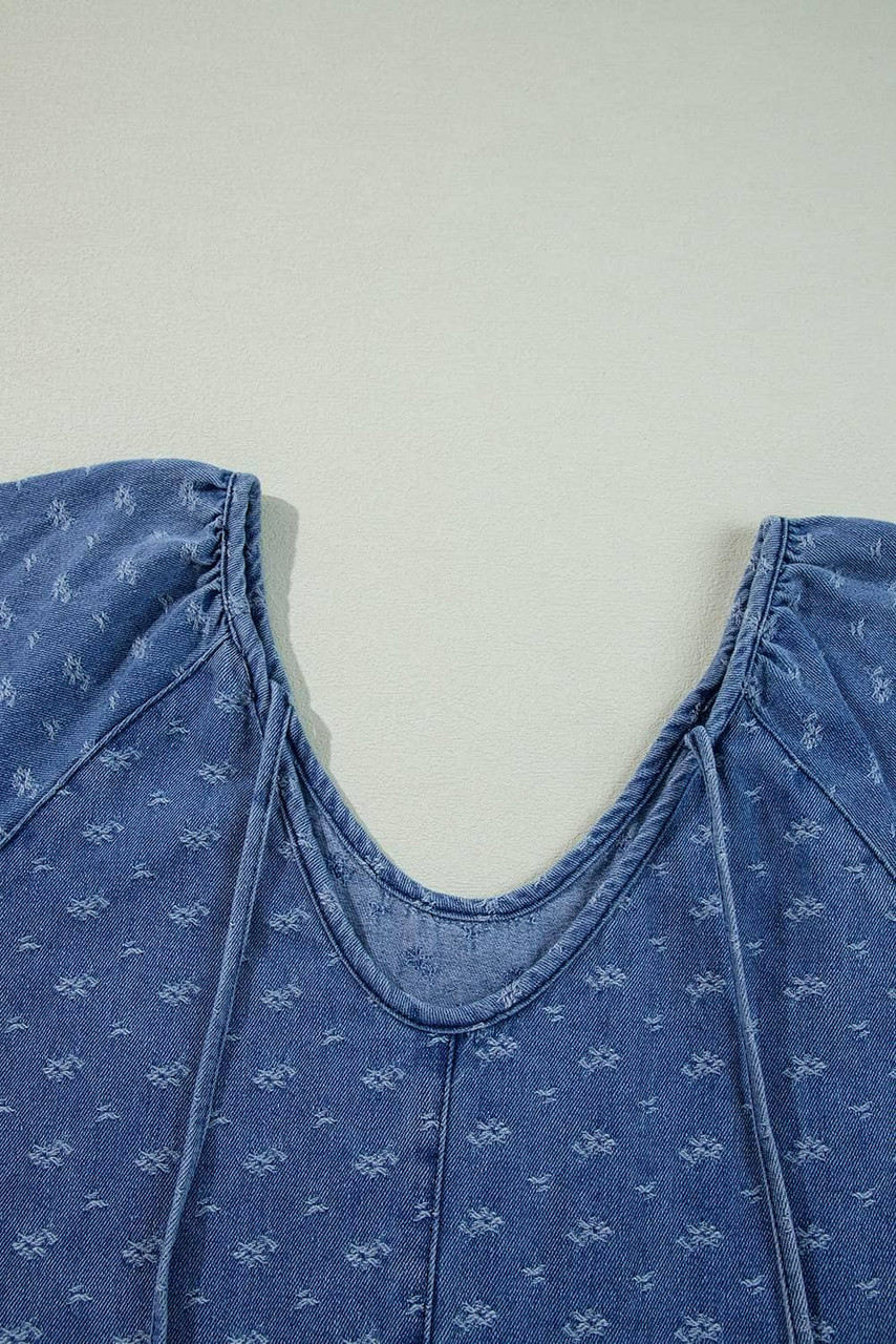 Ashleigh Blue Textured Open Back Loose Fit Denim Dress Ashleigh Blue Textured Open Back Loose Fit Denim Dress