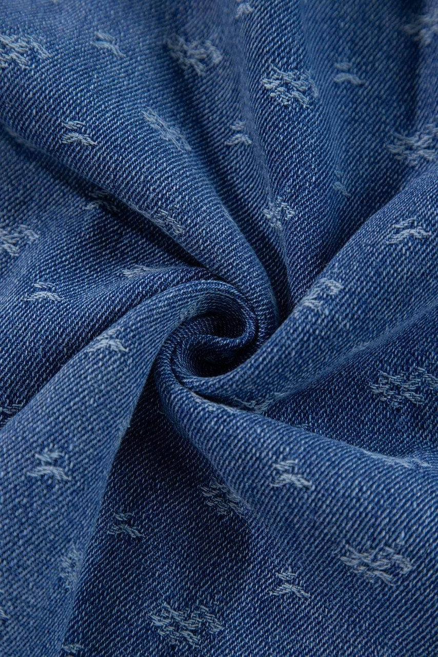Ashleigh Blue Textured Open Back Loose Fit Denim Dress Ashleigh Blue Textured Open Back Loose Fit Denim Dress