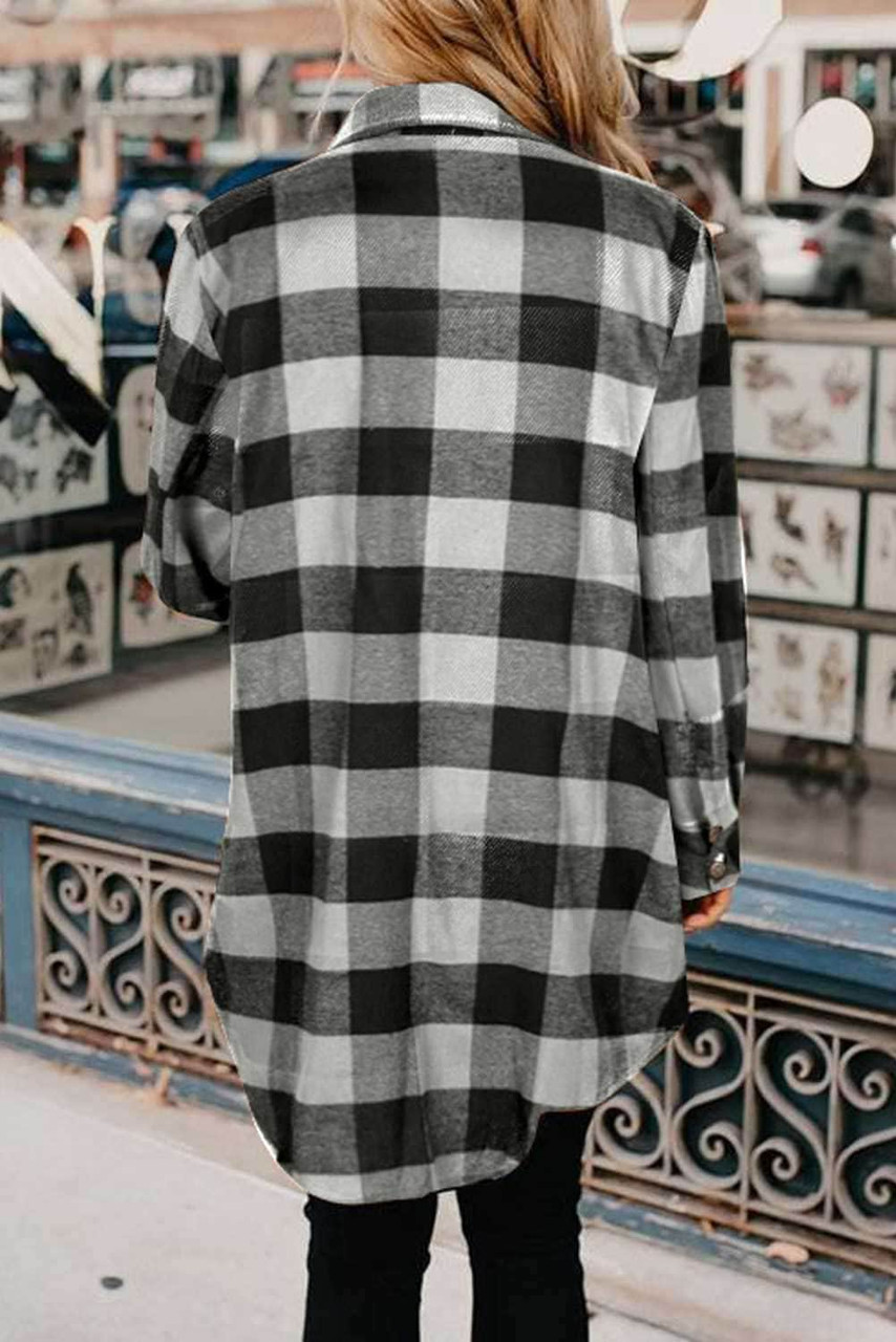 Turn-down Collar Plaid Shirt Coat