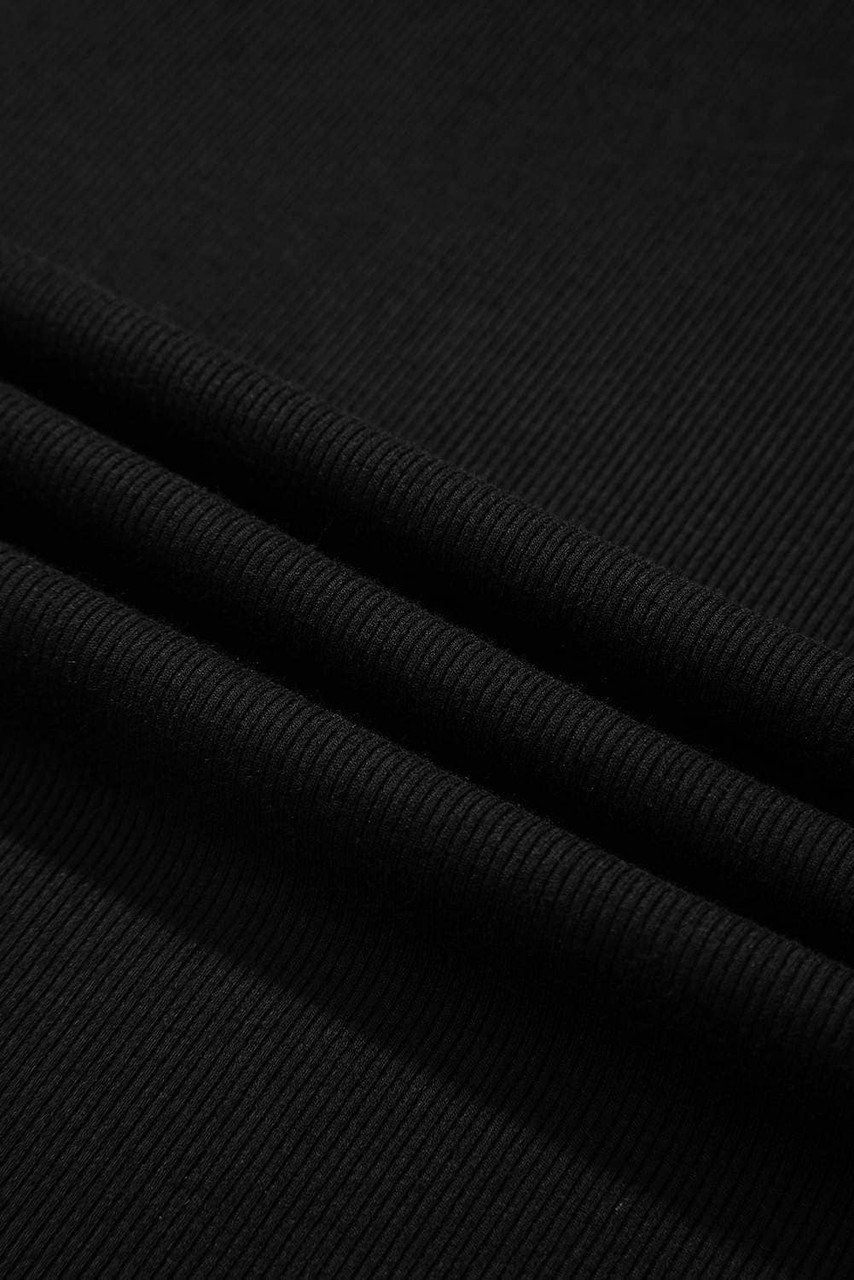 Black Sequin Bishop Sleeve U Neck Mini Sweater Dress