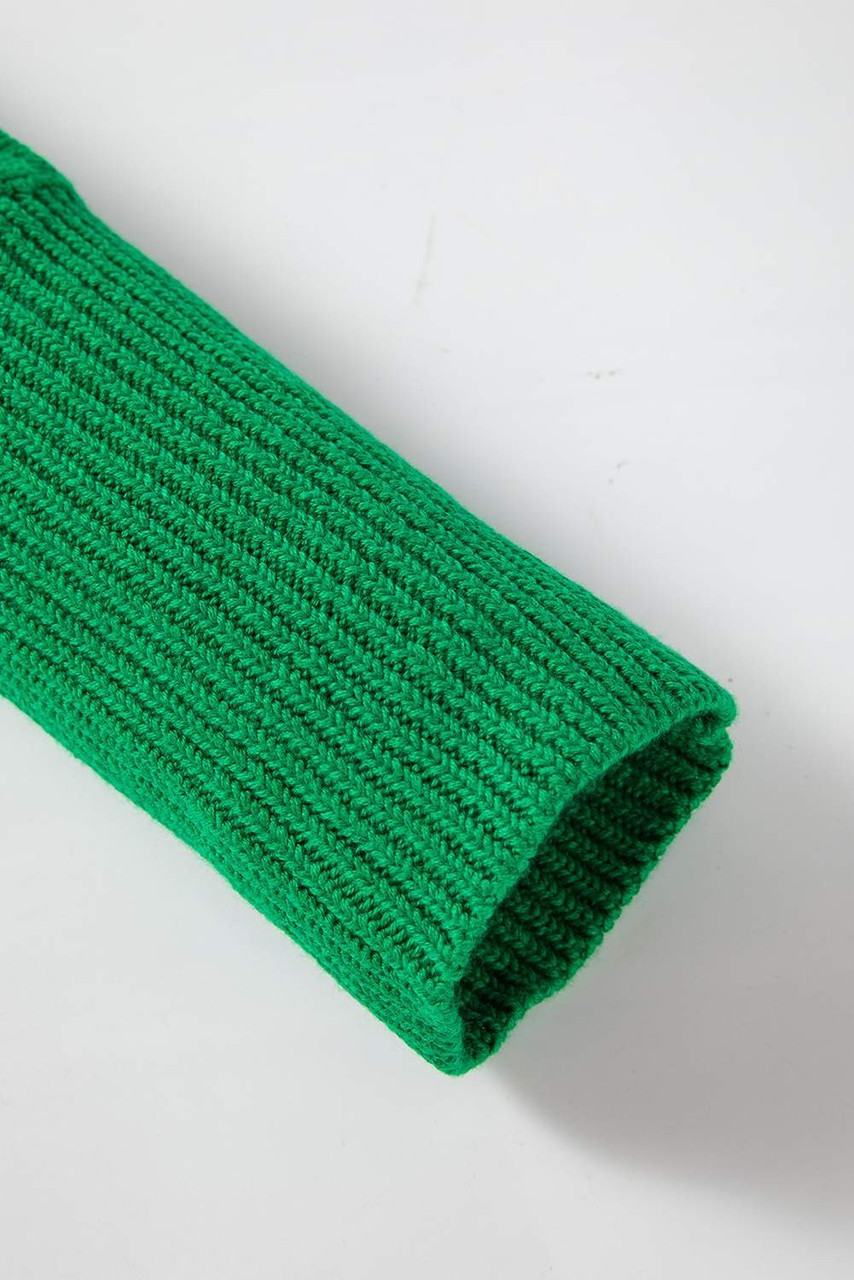 Bright Green Bow Knot Cut Out Round Neck Loose Sweater