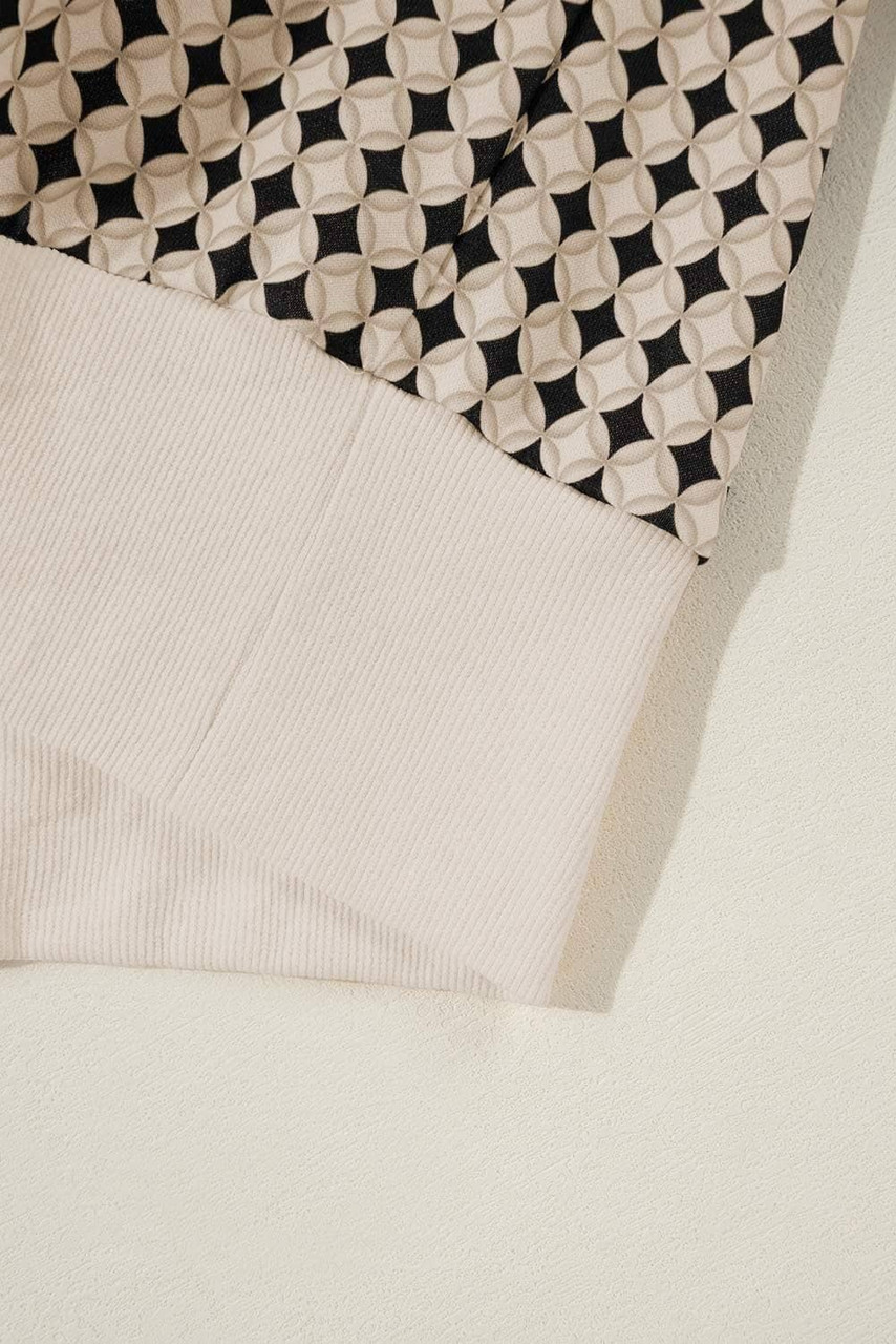 Black Plus Size Two Tone Contrast Collared Pullover Sweatshirt