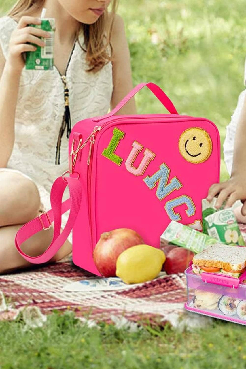 Rose Red Glitter Chenille Zipper Detachable Strap Insulated Bag Rose Red Glitter Chenille Zipper Detachable Strap Insulated Bag