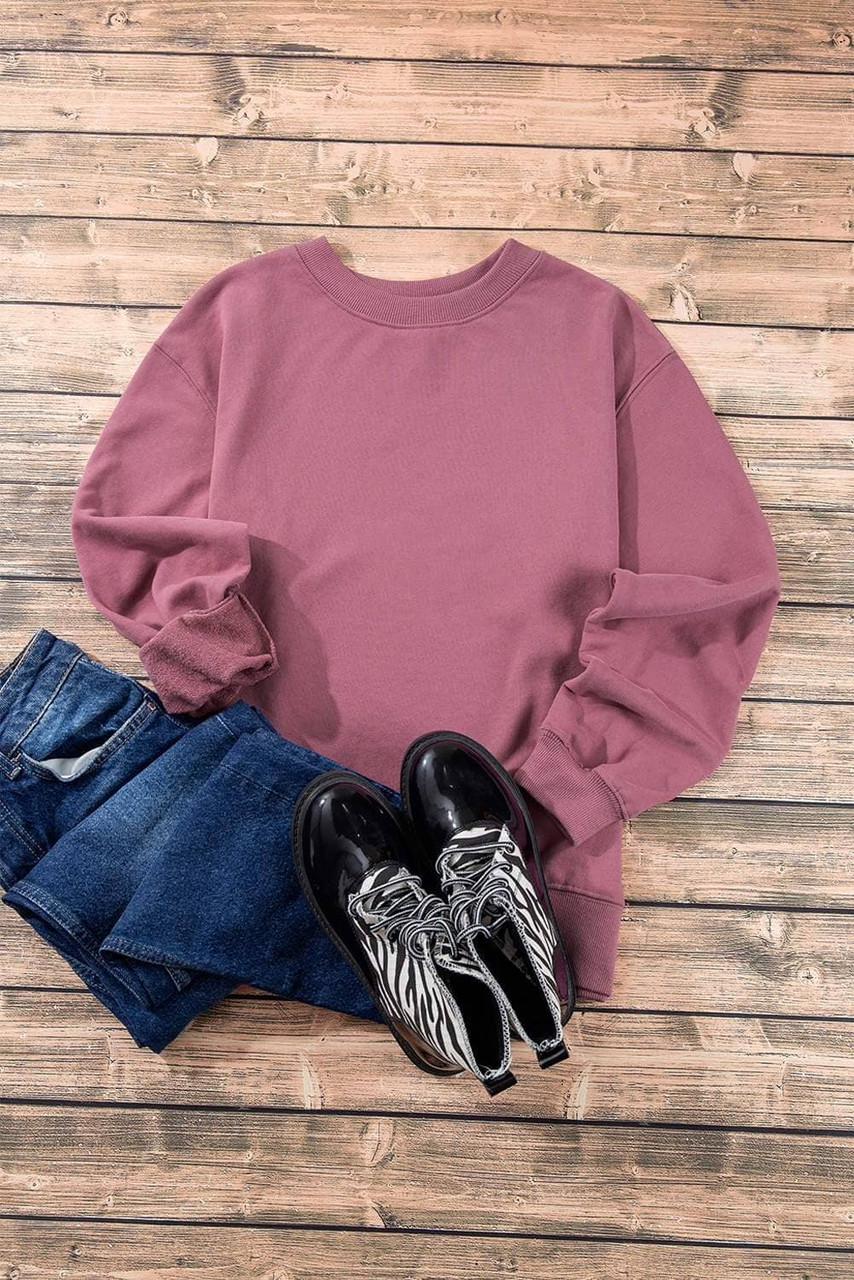 Valerian Plain Drop Shoulder Crewneck Pullover Sweatshirt Valerian Plain Drop Shoulder Crewneck Pullover Sweatshirt