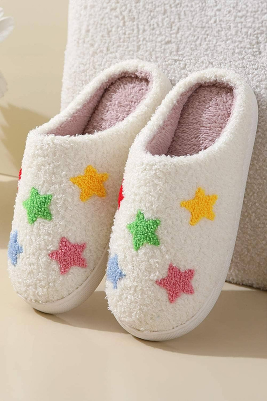 White Star Shape Non-Slip Plush Home Slippers White Star Shape Non-Slip Plush Home Slippers