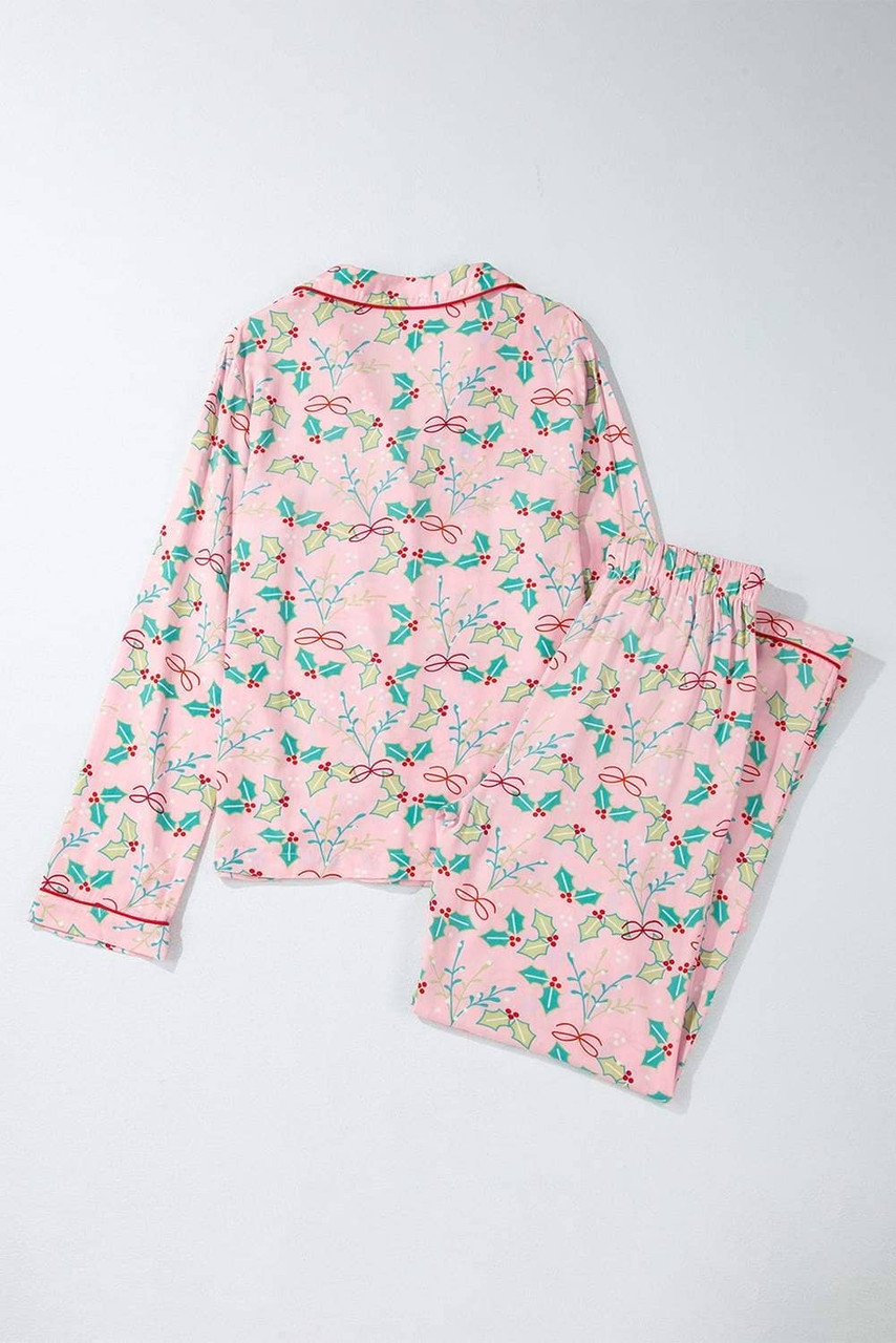 Multicolour Floral Christmas Pajamas Set Multicolour Floral Christmas Pajamas Set