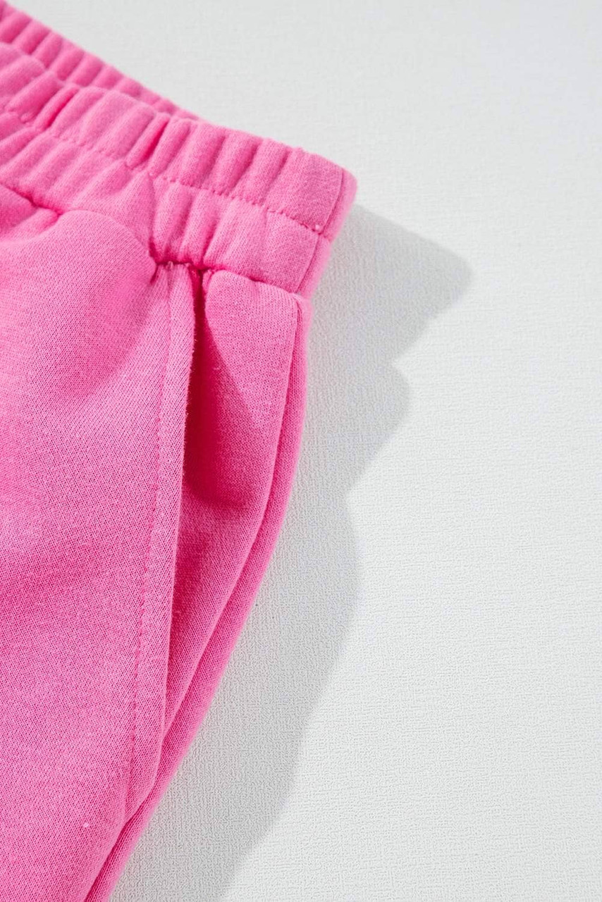 Sachet Pink High Low Patchwork Long Sleeve Top and Shorts Set