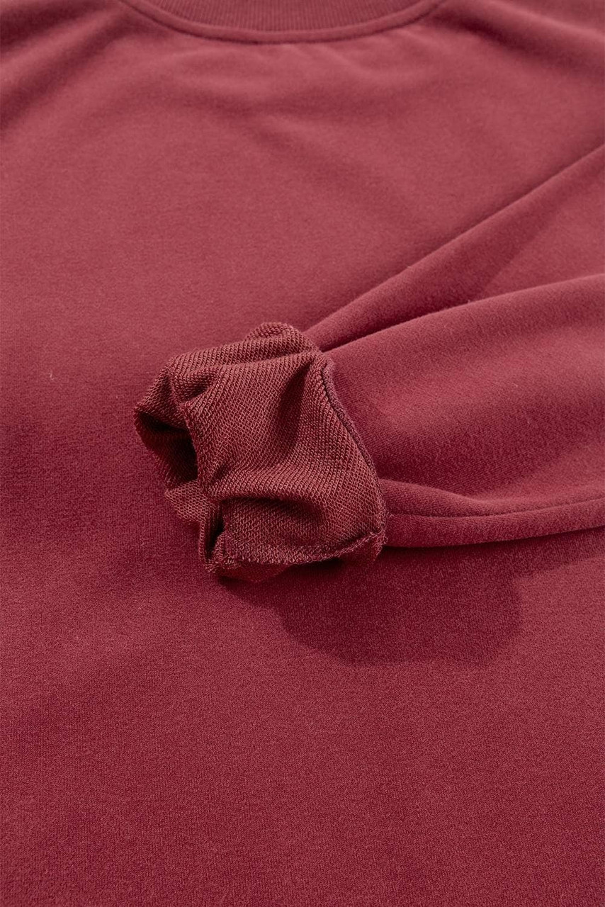 Burgundy Plain Drop Shoulder Crewneck Pullover Sweatshirt Burgundy Plain Drop Shoulder Crewneck Pullover Sweatshirt