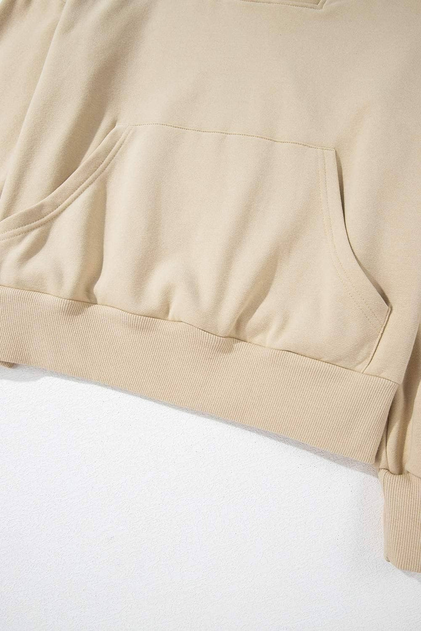 Smoke Gray Zip-up Stand Neck Kangaroo Pocket Sweatshirt