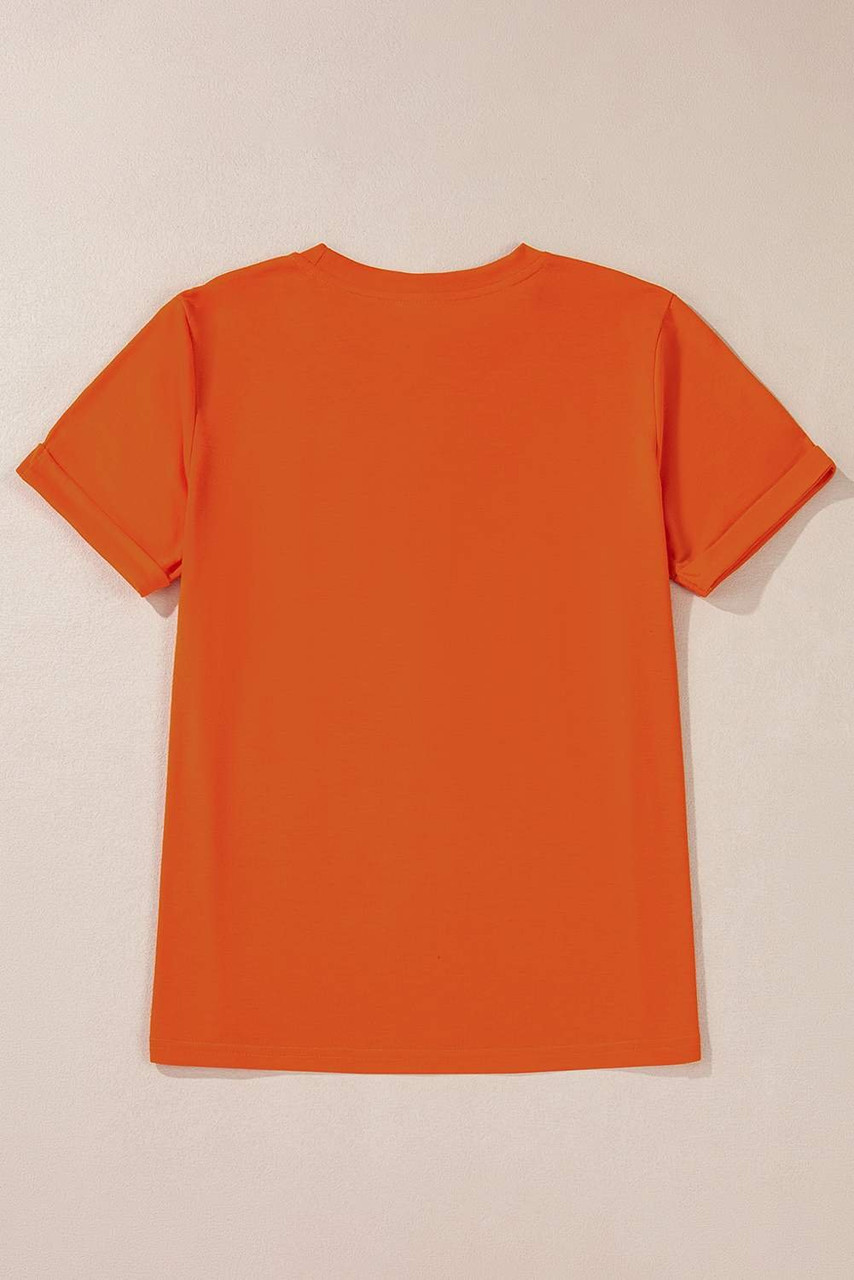Orange SPOOKY Vibe Ghost Print Crewneck Halloween T Shirt