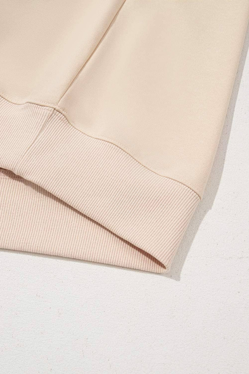 Apricot THANKS Chenille Embroidered Drop Shoulder Graphic Sweatshirt