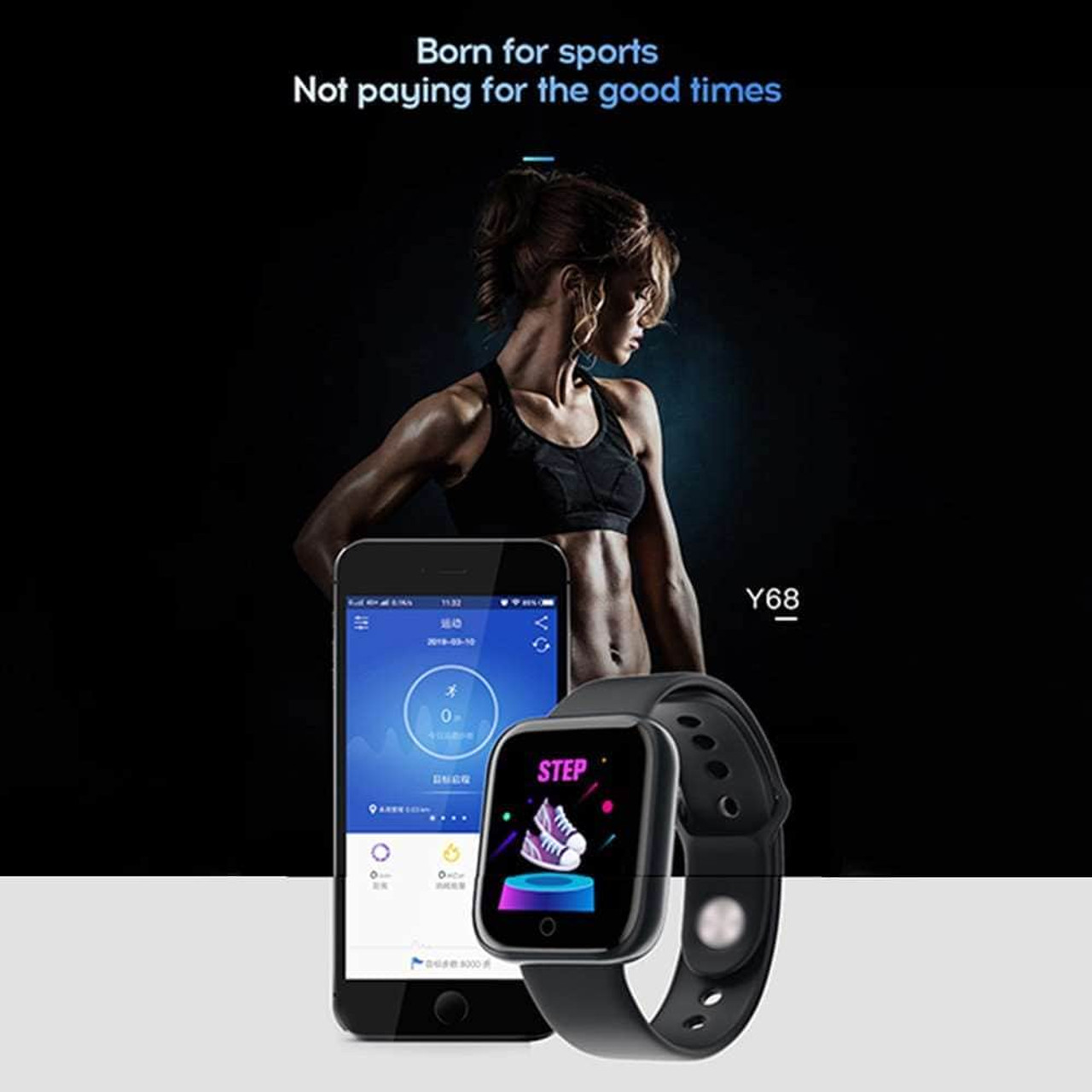 Y68 Smartwatch D20 BT Waterproof Sport Fitness Tracker Blood Pressure Heart Rate Monitor