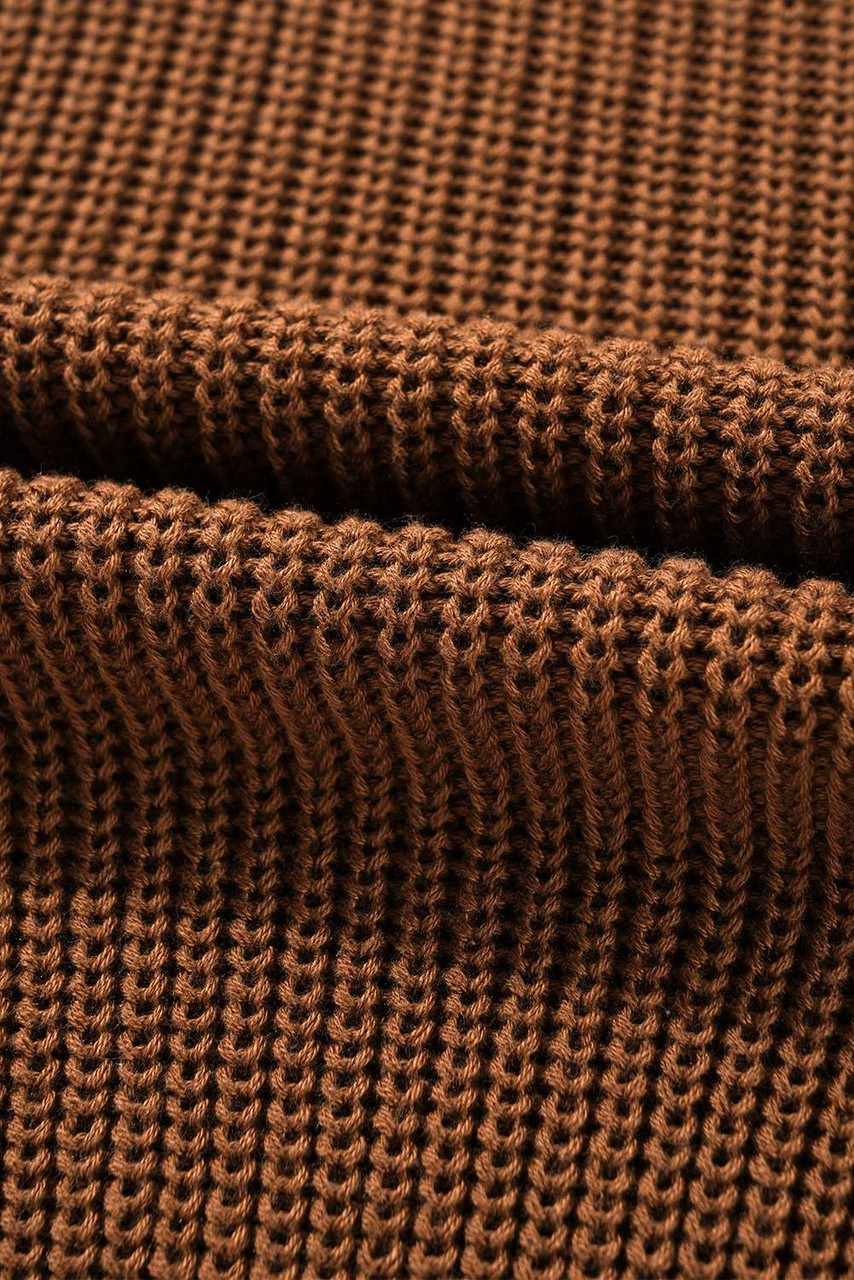 Chestnut Beaded Drop Shoulder Round Neck Sweater