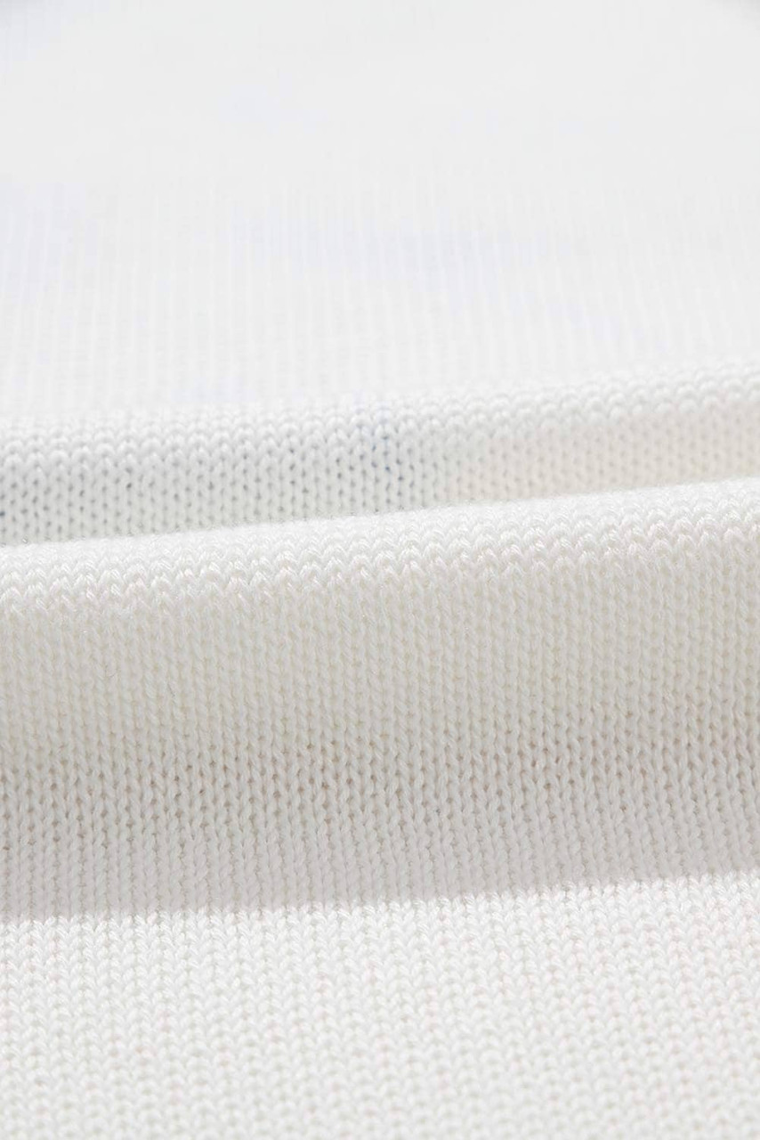 White Colorful Big Flower Pattern Crewneck Sweater