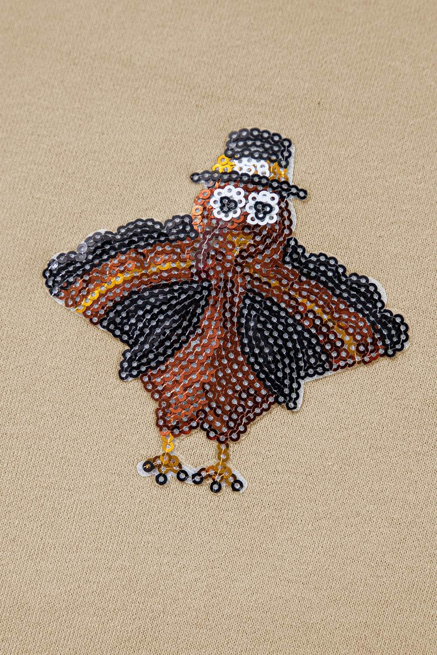 Parchment Shimmering Turkey Pattern Thanksgiving Holiday Sweatshirt