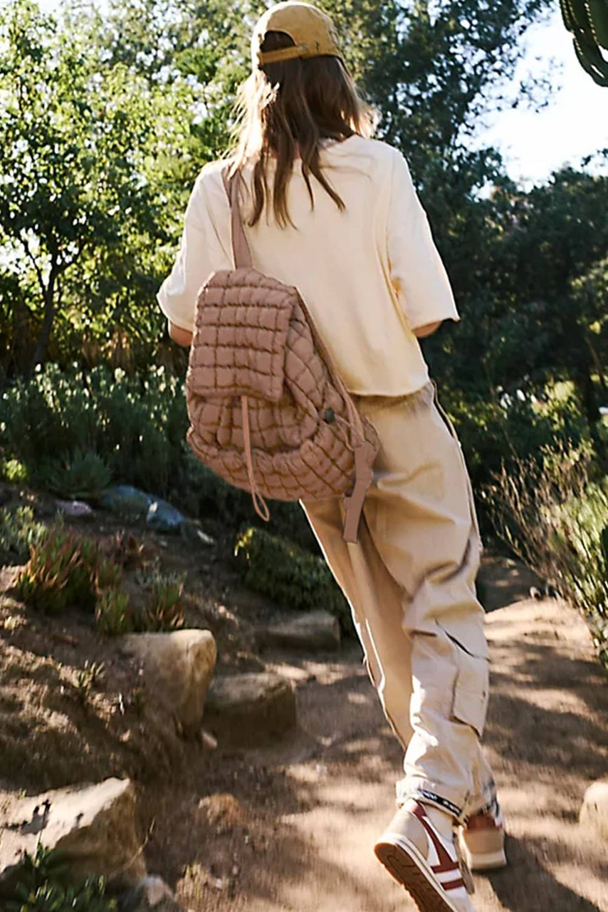 Coffee Solid Flapped Quilted Puffer Backpack Coffee Solid Flapped Quilted Puffer Backpack