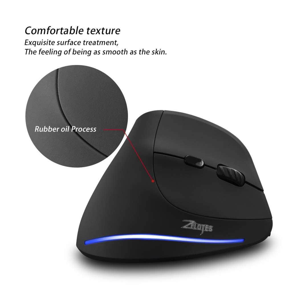 Zelotes F-35 Wireless Vertical Gaming Mouse Rechargeable 2400 DPI