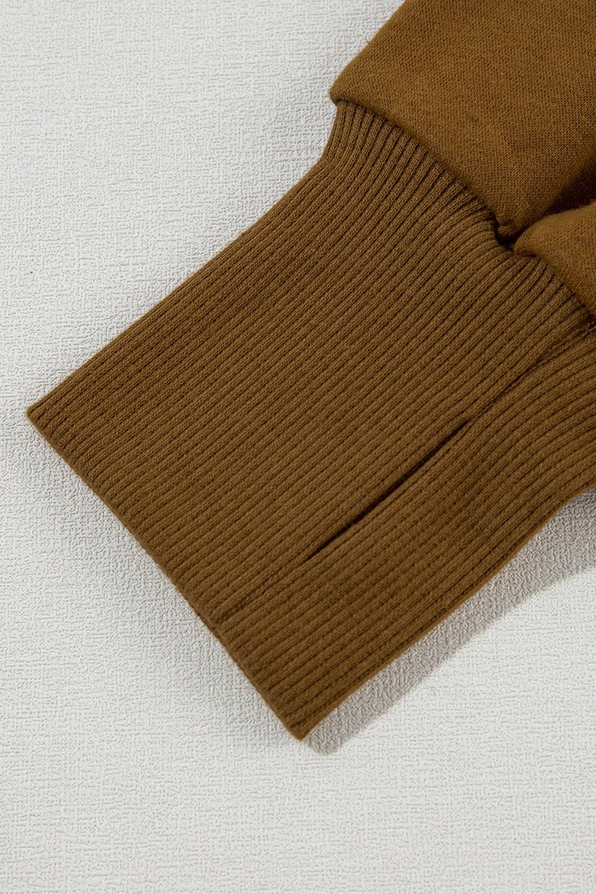 Apricot Color Block Thumbhole Sleeve Drop Shoulder Sweatshirt Apricot Color Block Thumbhole Sleeve Drop Shoulder Sweatshirt