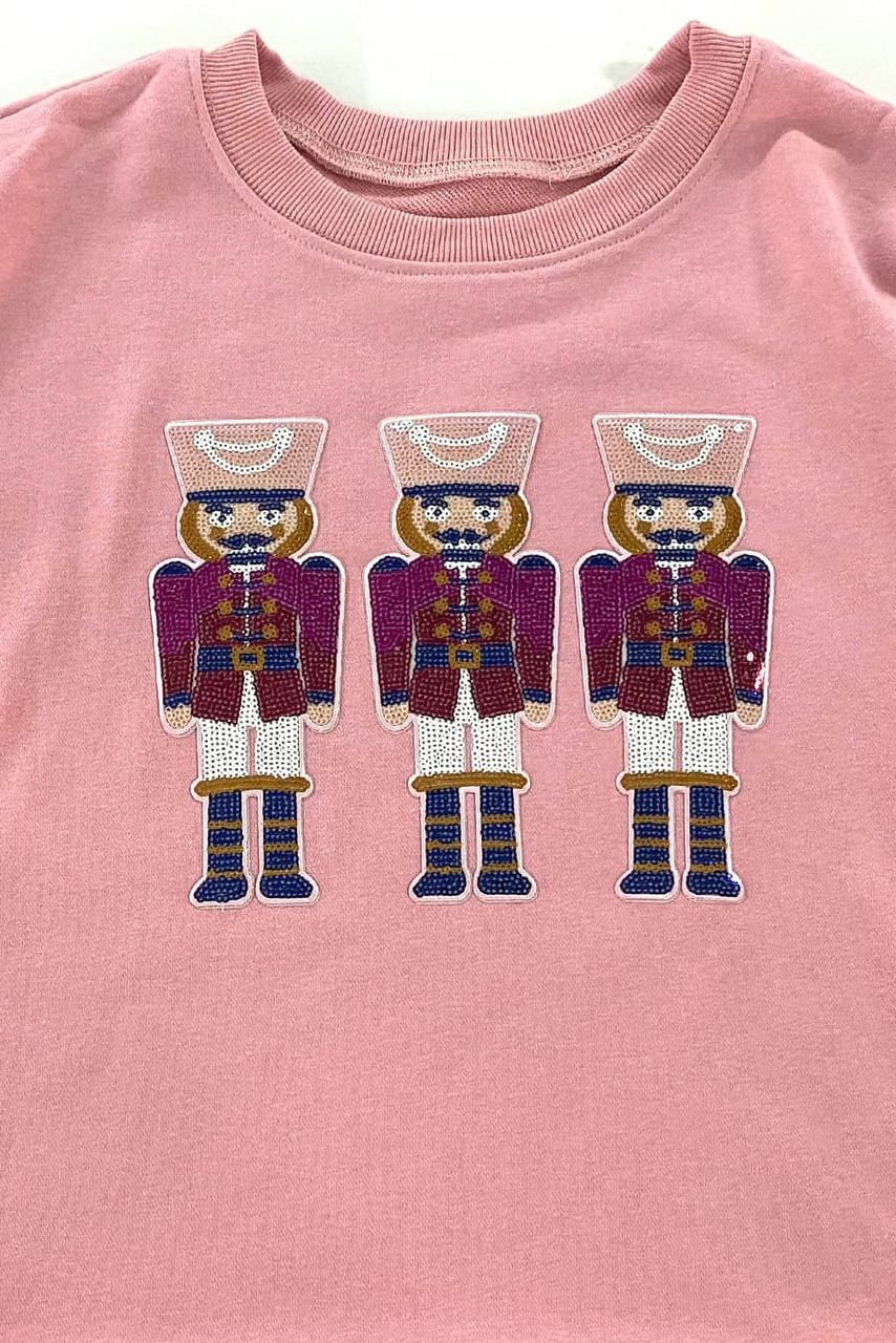 Pink Christmas Nutcracker Graphic Pullover Sweatshirt Pink Christmas Nutcracker Graphic Pullover Sweatshirt