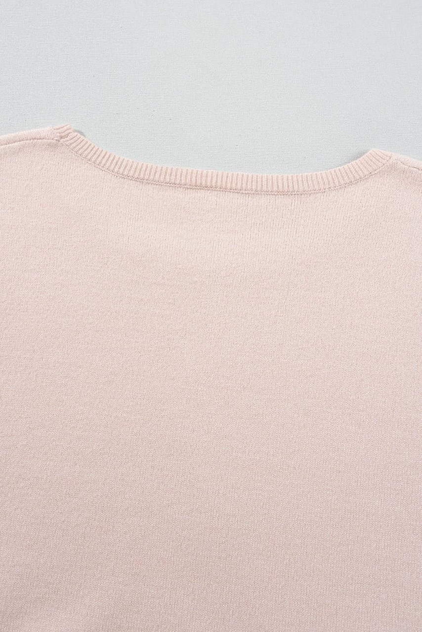 Oatmeal Floral Printed Patchwork Smocked Lantern Sleeve Knit Top