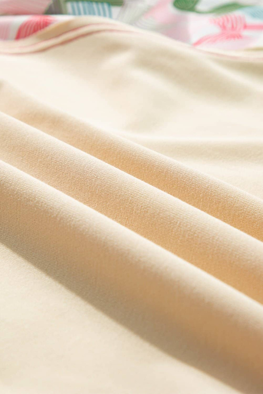 Beige Bowknot Printed Patchwork Raglan Sleeve Colorblock Edge Top