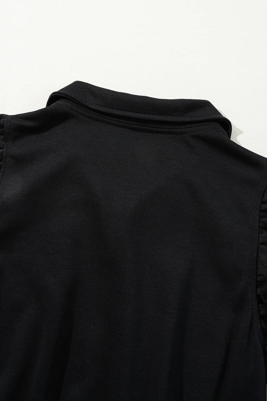 Black Zipper Flutter Sleeve Drawstring High Waist Jumpsuit Black Zipper Flutter Sleeve Drawstring High Waist Jumpsuit