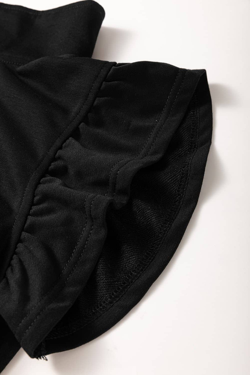Black Zipper Flutter Sleeve Drawstring High Waist Jumpsuit Black Zipper Flutter Sleeve Drawstring High Waist Jumpsuit