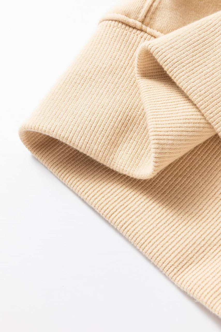 Beige Contrast Striped Patchwork Drop Shoulder Loose Sweatshirt