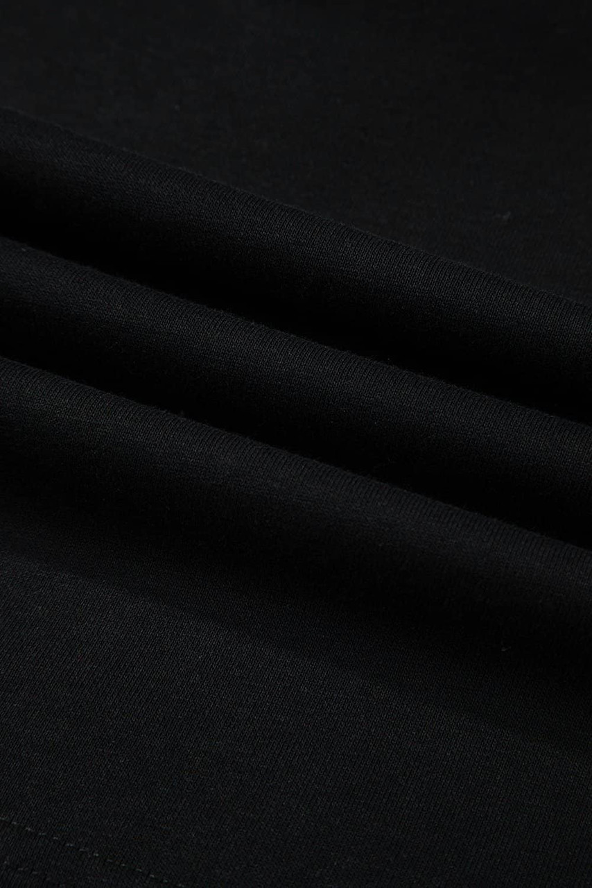 Black Solid Drop Shoulder Drawstring Cropped Hoodie Black Solid Drop Shoulder Drawstring Cropped Hoodie