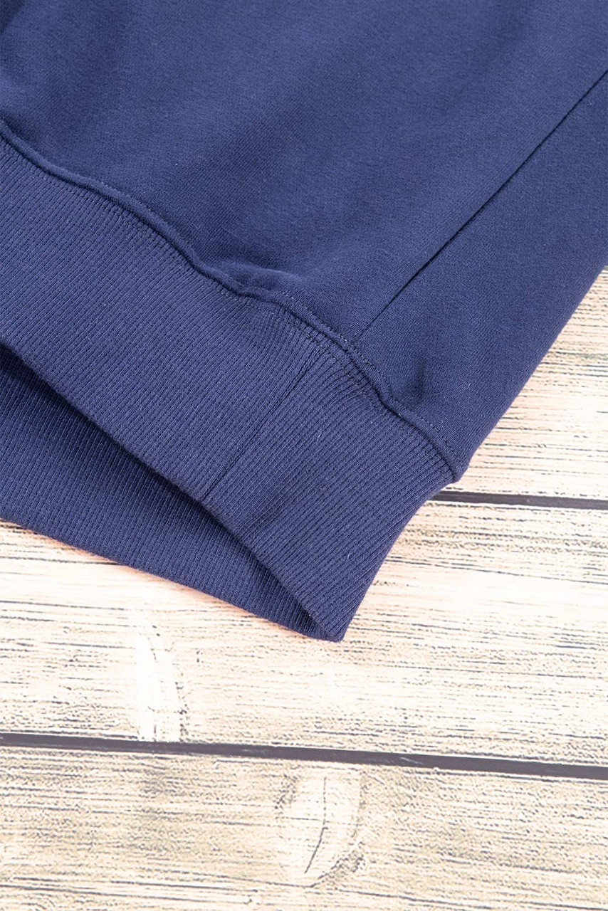 Navy Blue Plain Drop Shoulder Crewneck Pullover Sweatshirt Navy Blue Plain Drop Shoulder Crewneck Pullover Sweatshirt