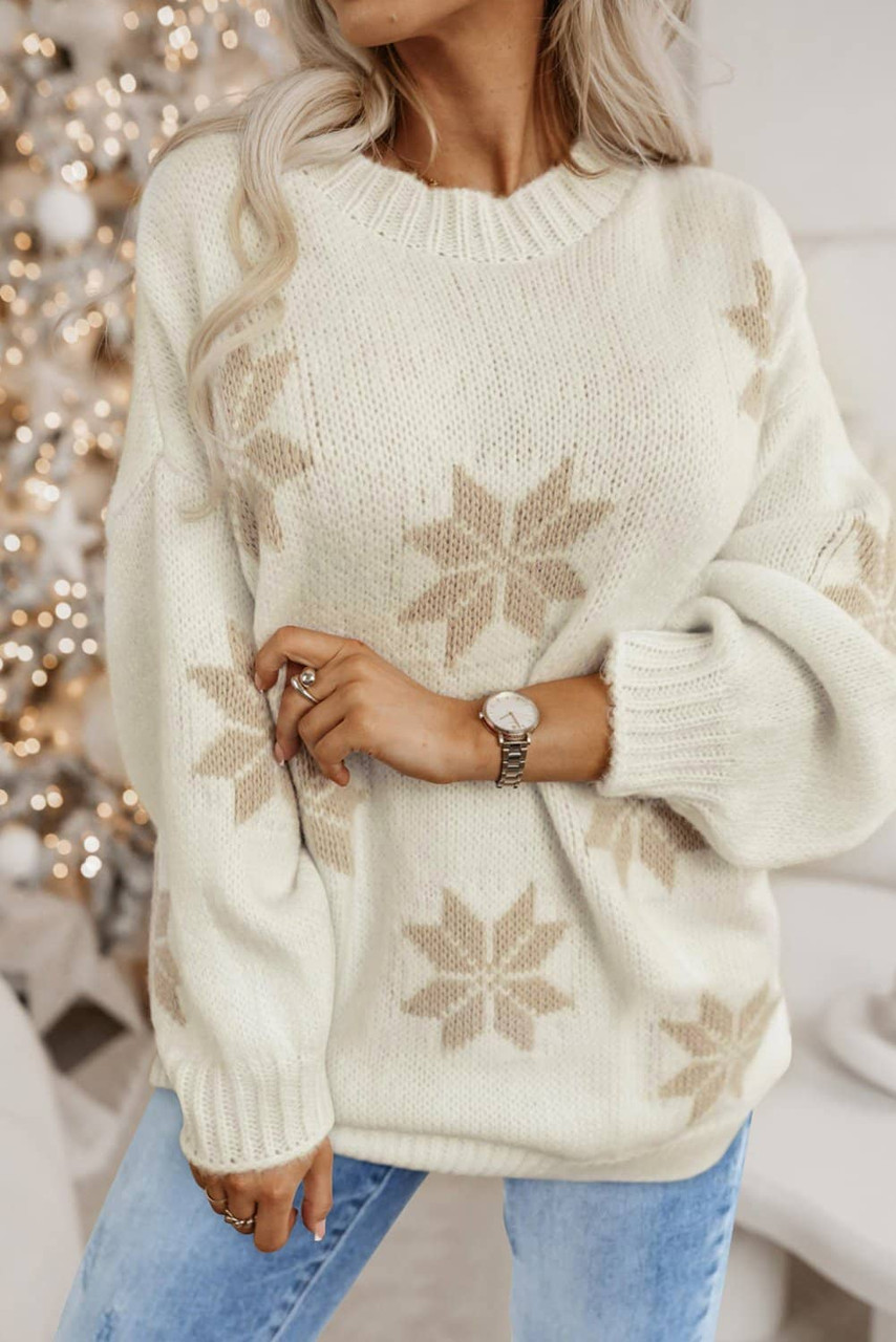White Snowflake Christmas Tunic Sweater White Snowflake Christmas Tunic Sweater