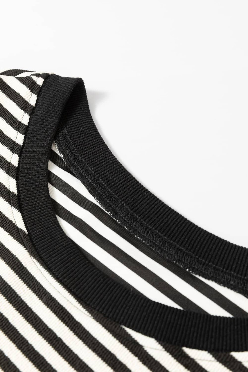Black Stripe Loose Drop Shoulder Long Sleeve Top Black Stripe Loose Drop Shoulder Long Sleeve Top