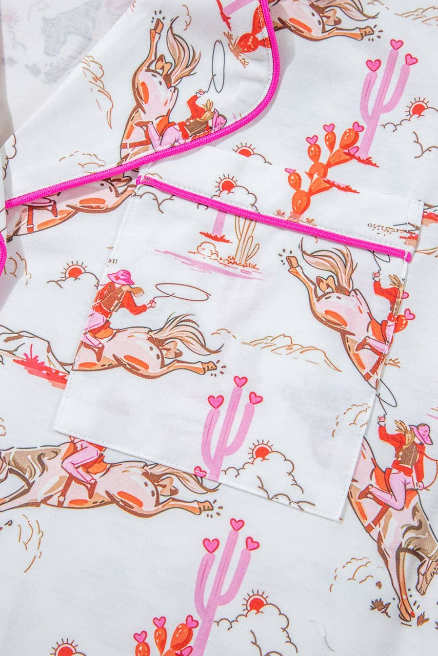 White Cowgirl Country Print Pajamas Set