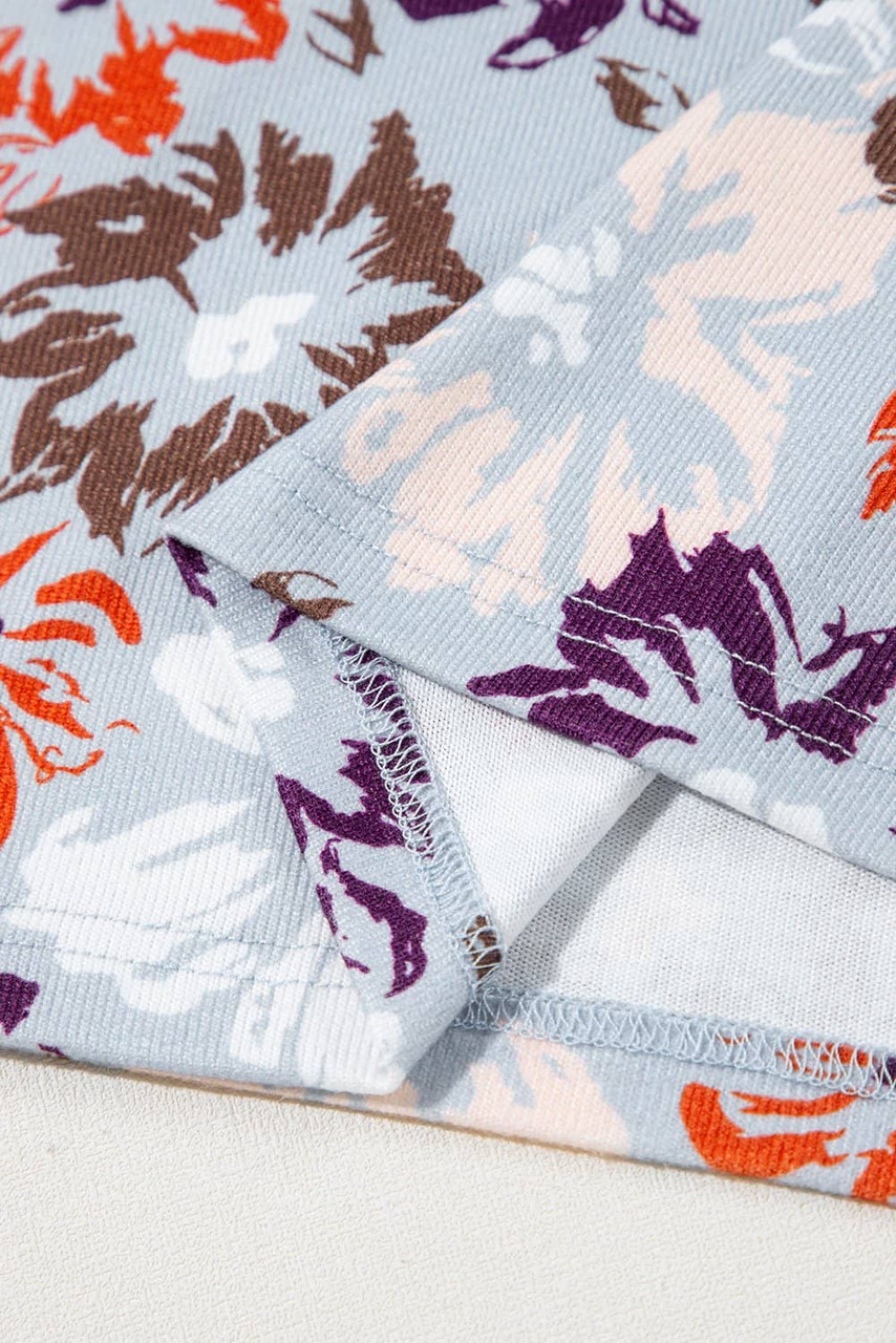 Sky Blue Floral Sleeveless Buttoned Pocketed Wide Leg Jumpsuit Sky Blue Floral Sleeveless Buttoned Pocketed Wide Leg Jumpsuit