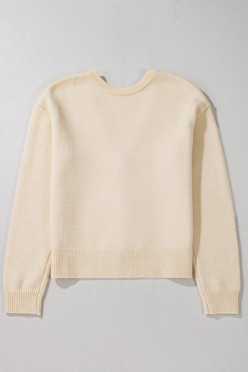 Jet Stream Bowknot Front Loose V Neck Knitted Cardigan Jet Stream Bowknot Front Loose V Neck Knitted Cardigan