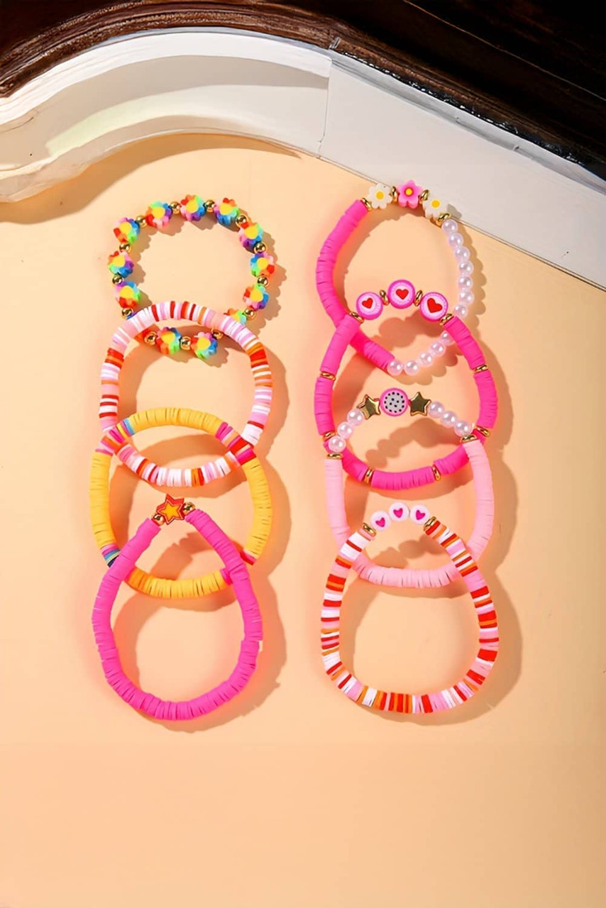 Coral Paradise Valentine Heart Flower Beaded Multi Layered Bracelet Coral Paradise Valentine Heart Flower Beaded Multi Layered Bracelet