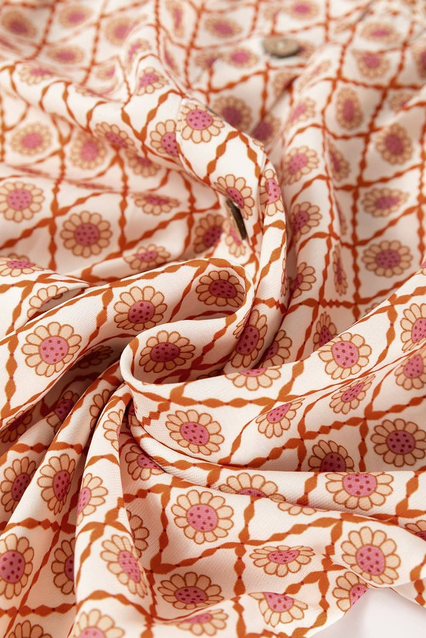 Multicolour Boho Floral Mixed Print Puff Sleeve Shirt Multicolour Boho Floral Mixed Print Puff Sleeve Shirt