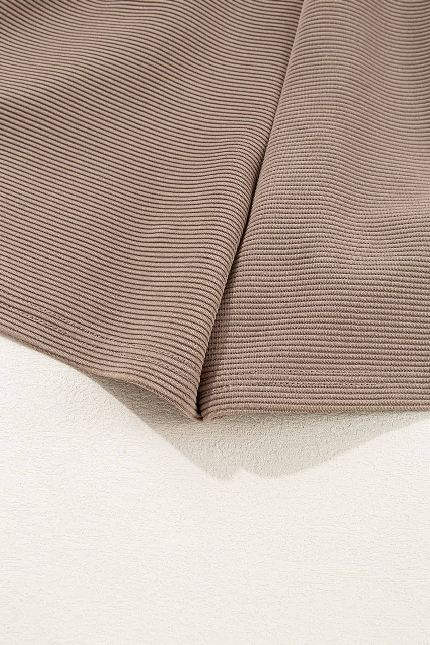 Dark Khaki Textured Short Sleeve Half Zip Drawstring Waist Romper Dark Khaki Textured Short Sleeve Half Zip Drawstring Waist Romper