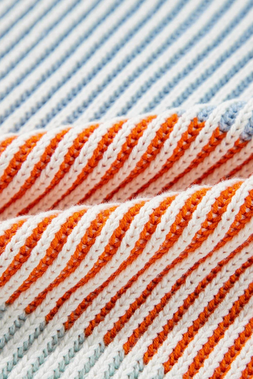 Multicolour Colorblock Textured Knit Bubble Sleeve Sweater Multicolour Colorblock Textured Knit Bubble Sleeve Sweater