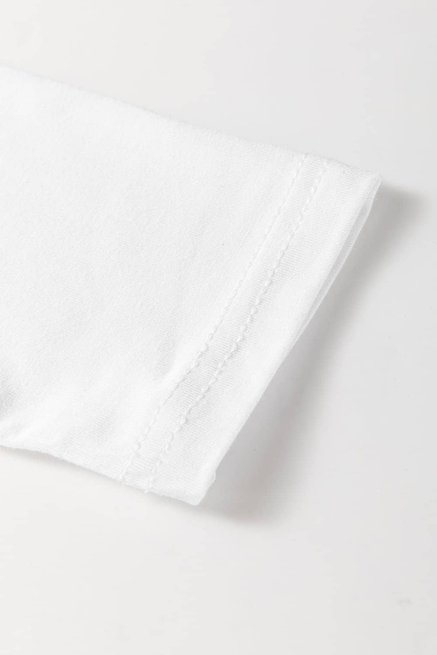 White U Neck Long Sleeve Bubble Hem Top