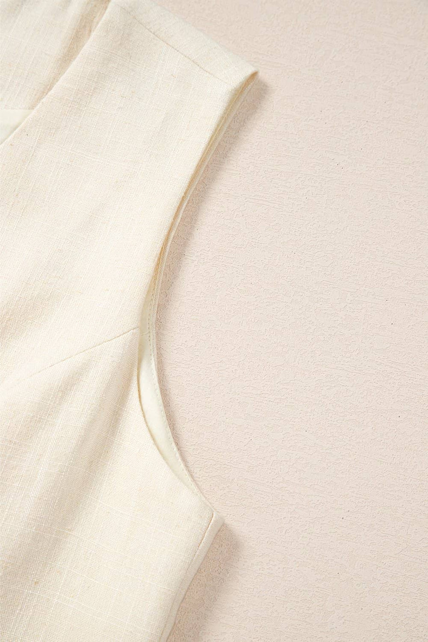 White Slim Fit Buttoned V Neck Vest White Slim Fit Buttoned V Neck Vest