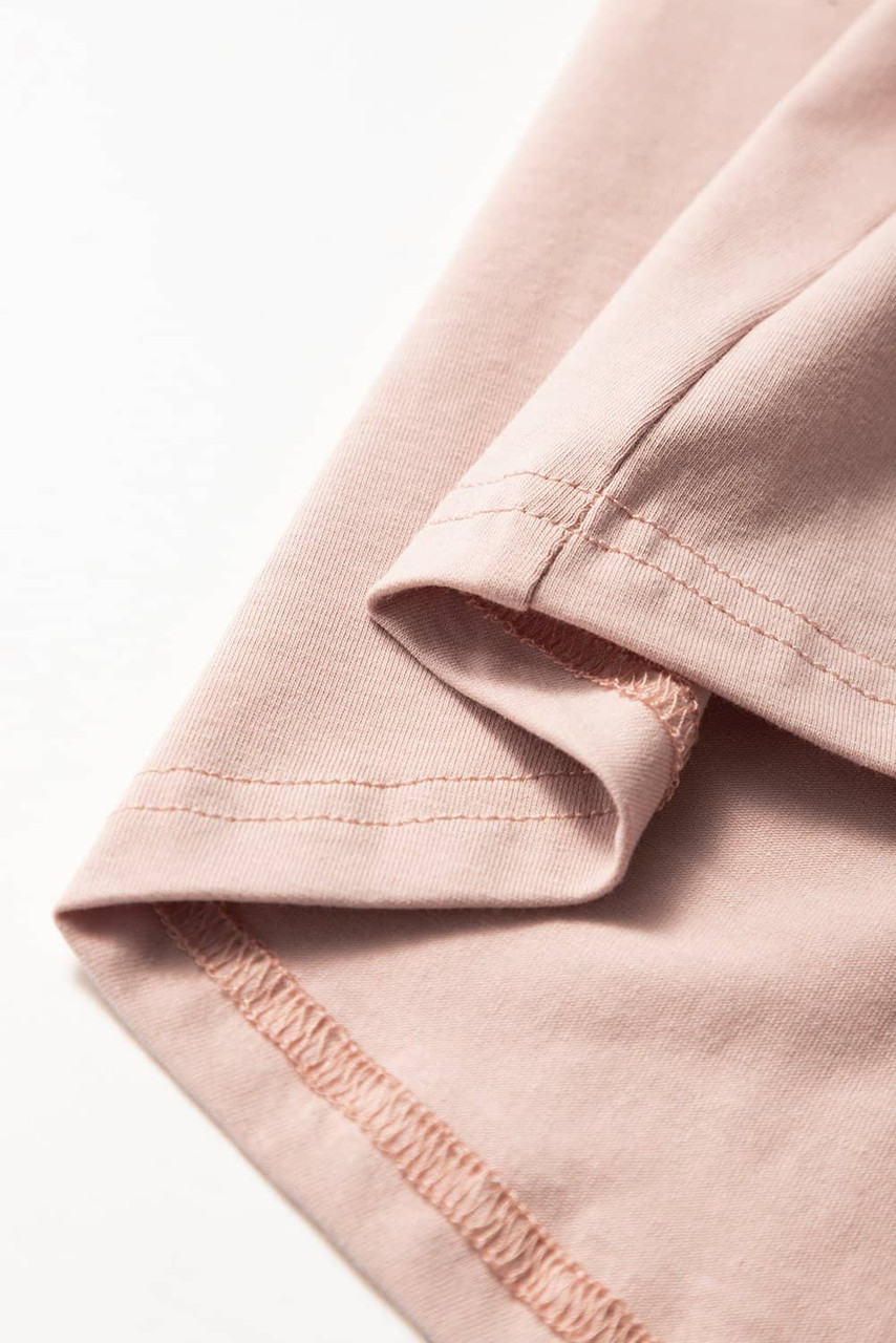 Oatmeal Frilled Trim Crew Neck Loose Fit Mini Dress