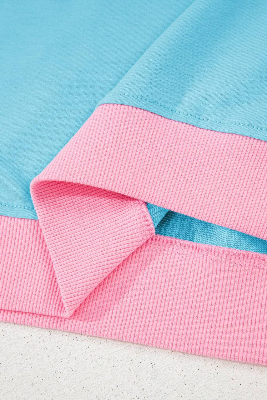 Turquoise Colorblock Edge Drop Shoulder T Shirt and Skort 2Pcs Set