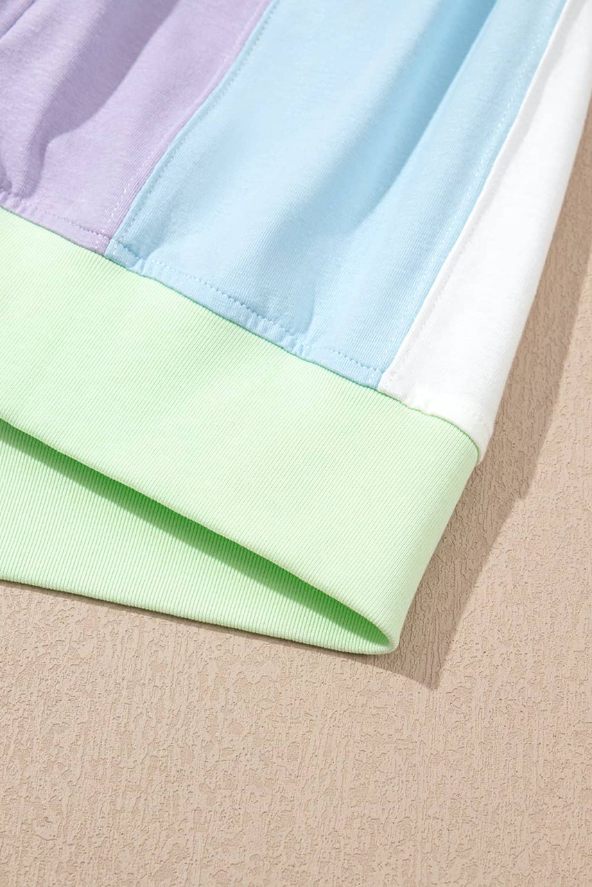 White Color Block Patchwork Half Sleeve Oversized T Shirt