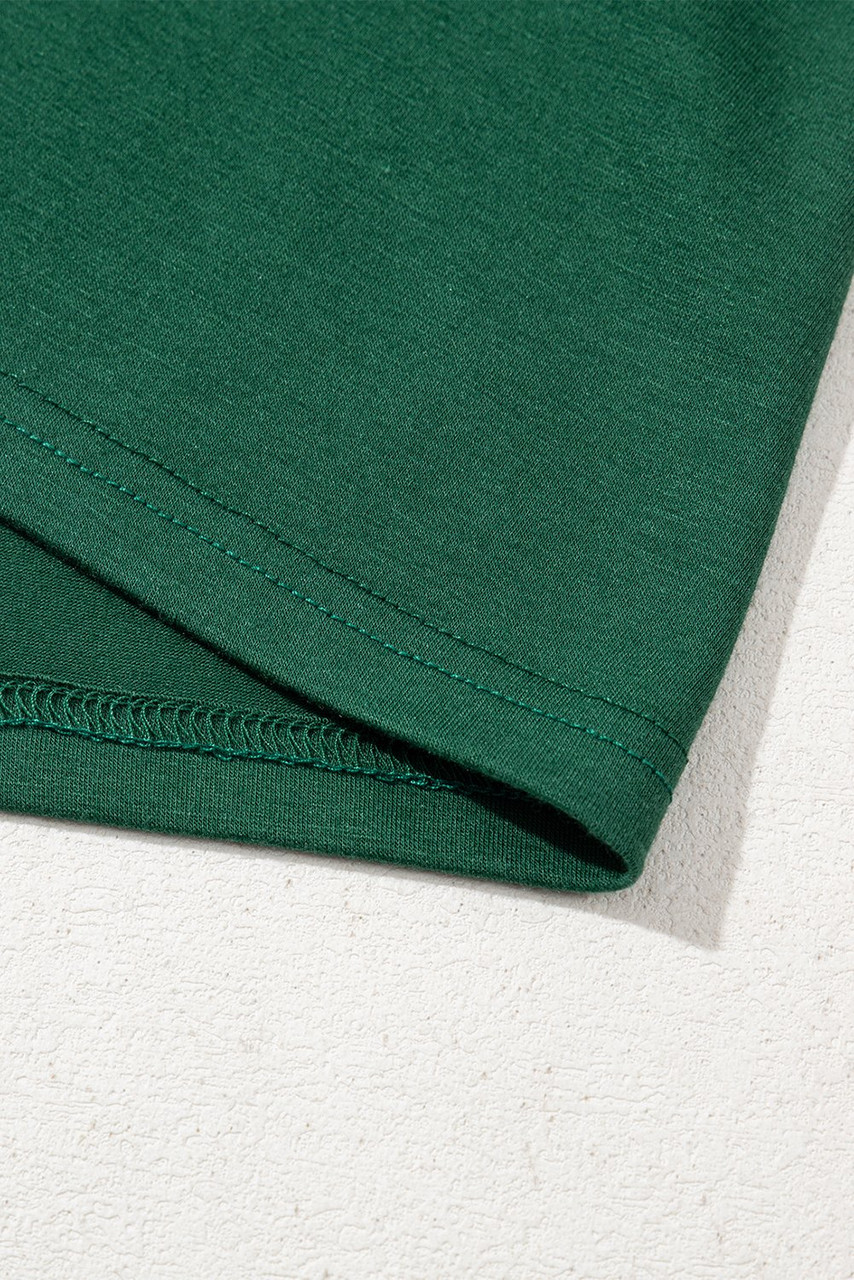 Green Contrast Lace Raglan Sleeve Pleated Detail Shift Dress