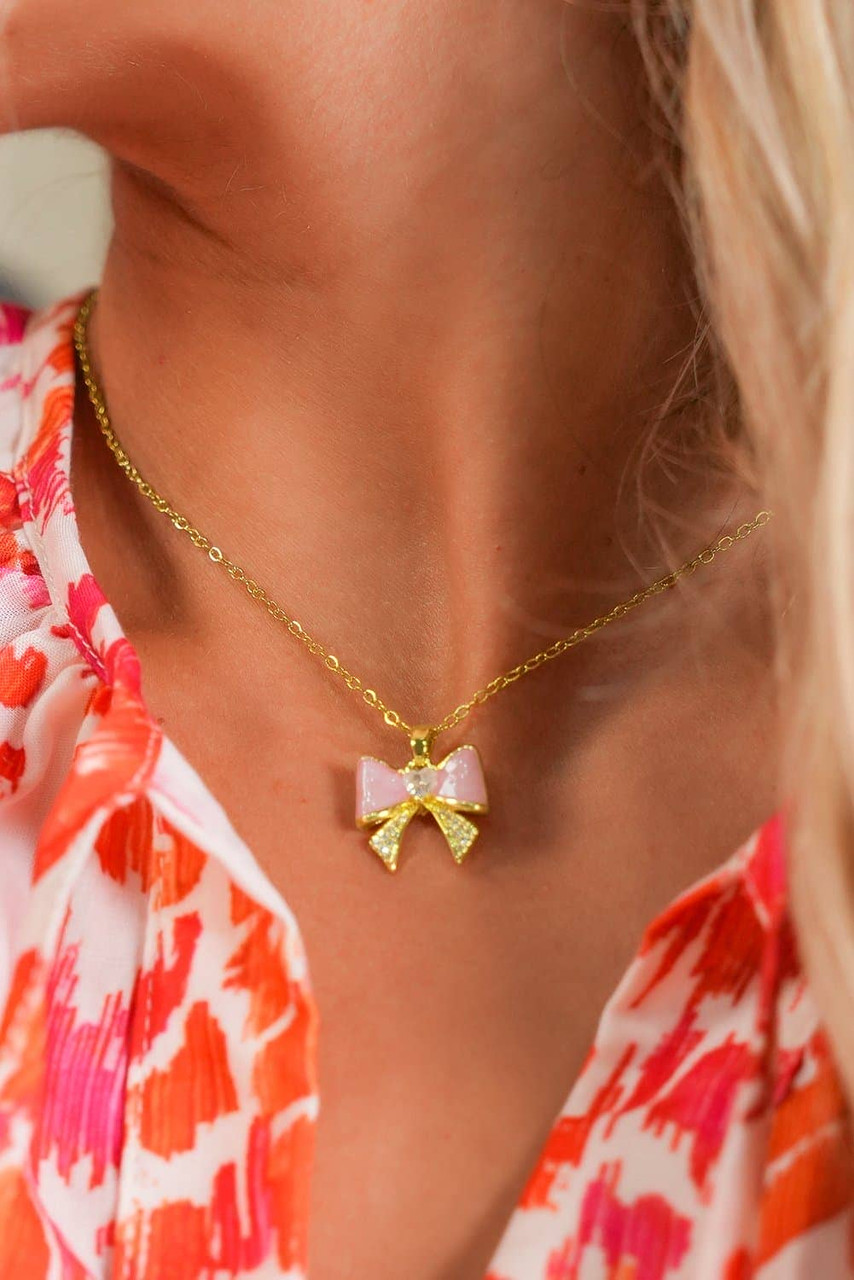 Gold Bow Knot Rhinestone Plated Choker Necklace