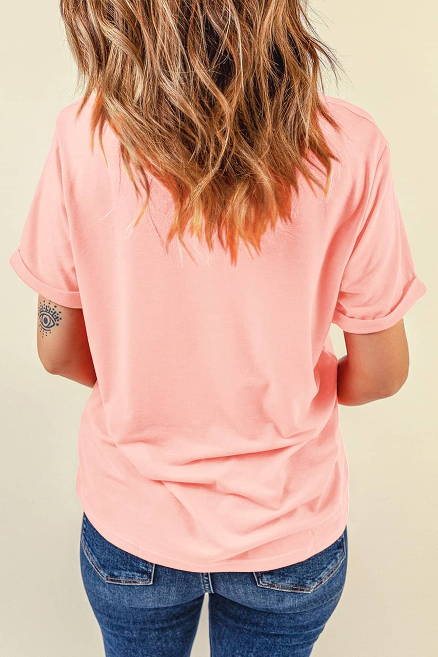 Pink Easter Eggs Bunny Ear Bow Boots Printed Tee