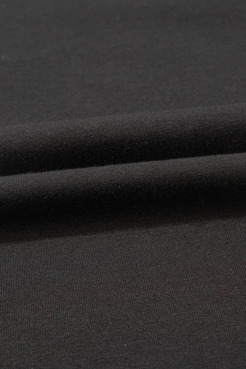 Black Contrast Floral Puff Sleeve Oversized Top