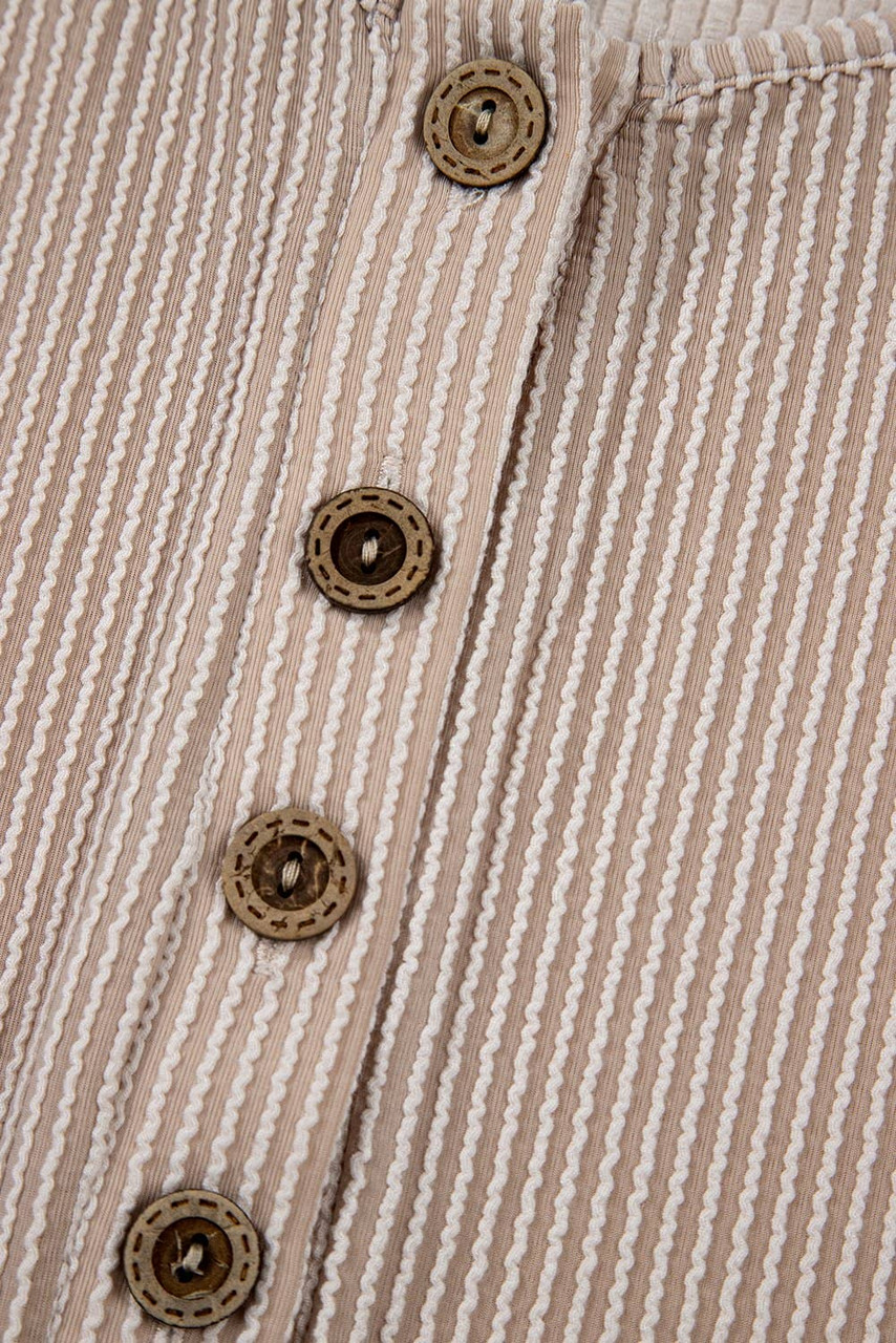 Parchment Corded Knit Side Pockets Buttoned Sleeveless Romper Parchment Corded Knit Side Pockets Buttoned Sleeveless Romper